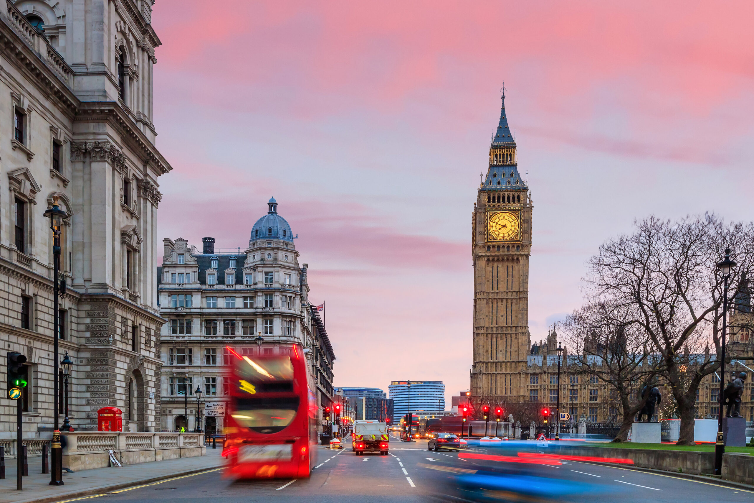 London skyline with big ben houses