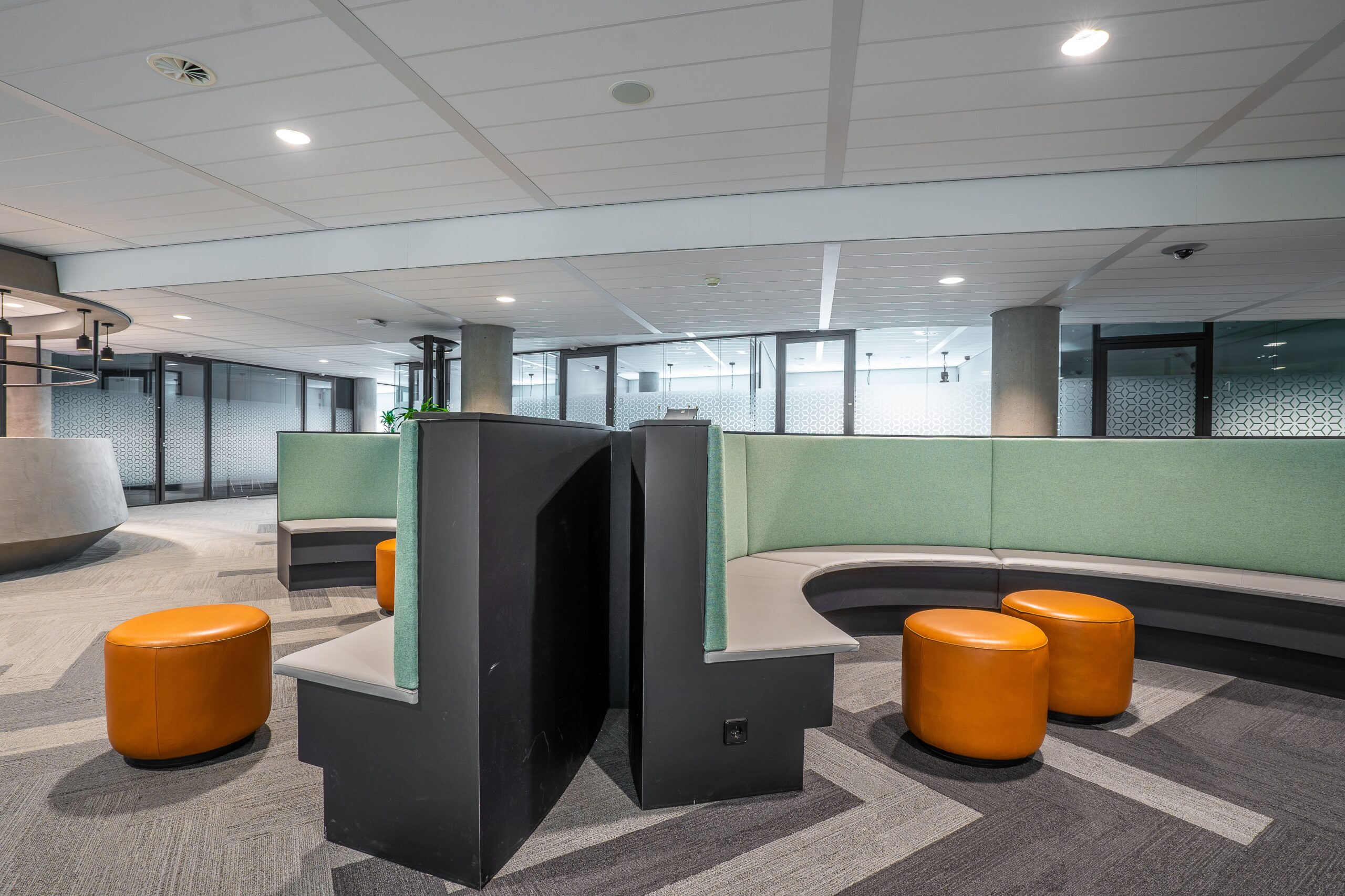 Interior designated office zone where employees can work quietly