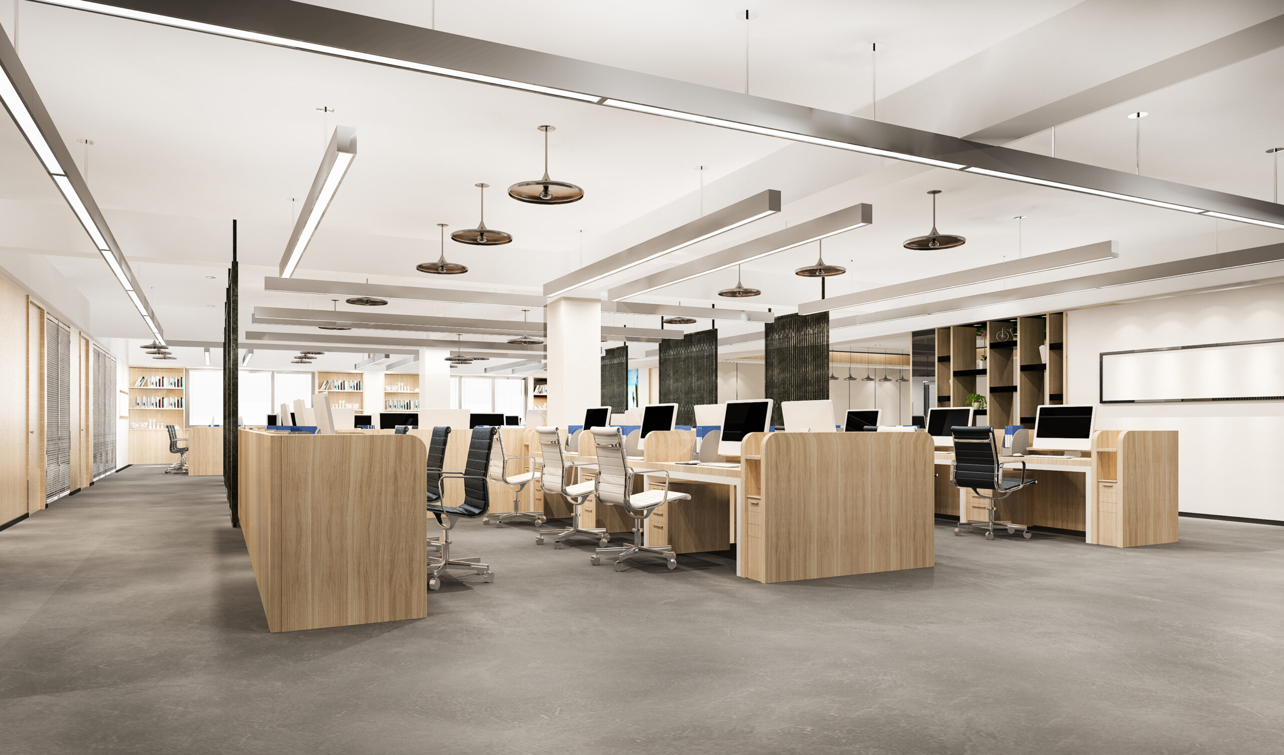 3d rendering business meeting and working room on office