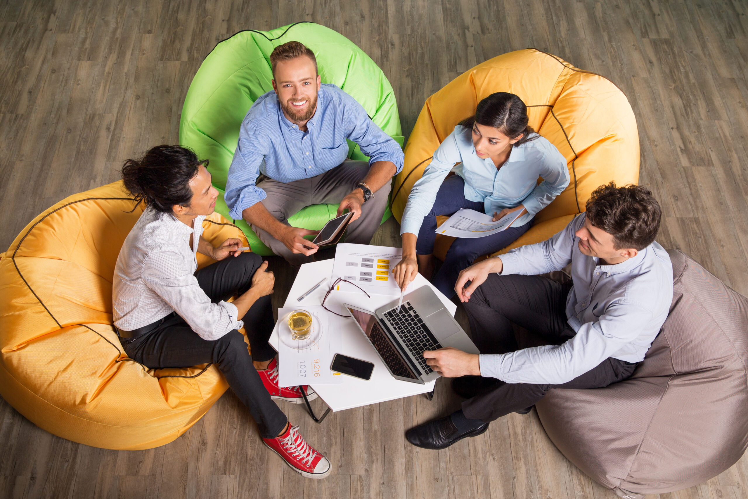 office works collaborating in collaboration zone