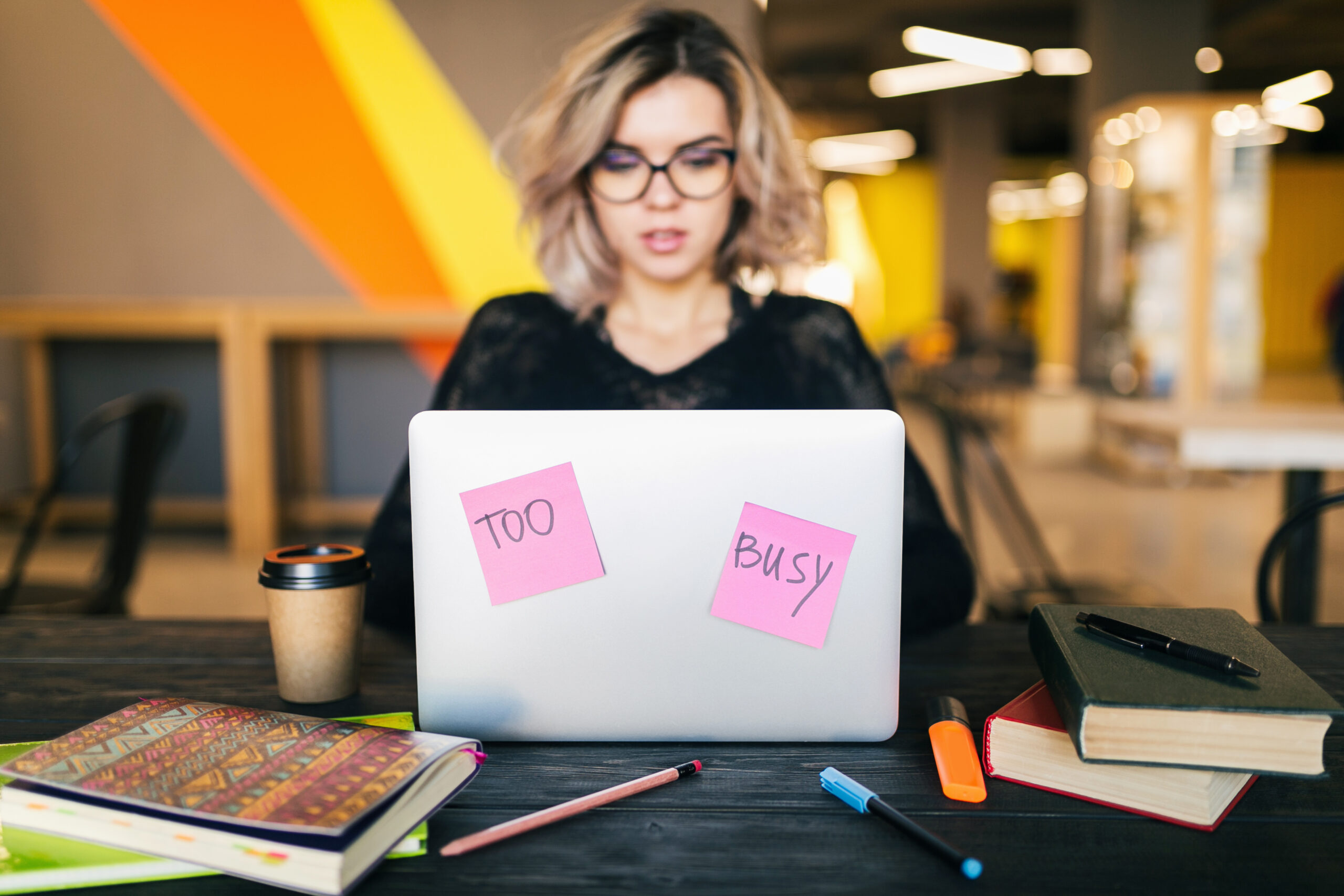 woman working in quiet zone in office