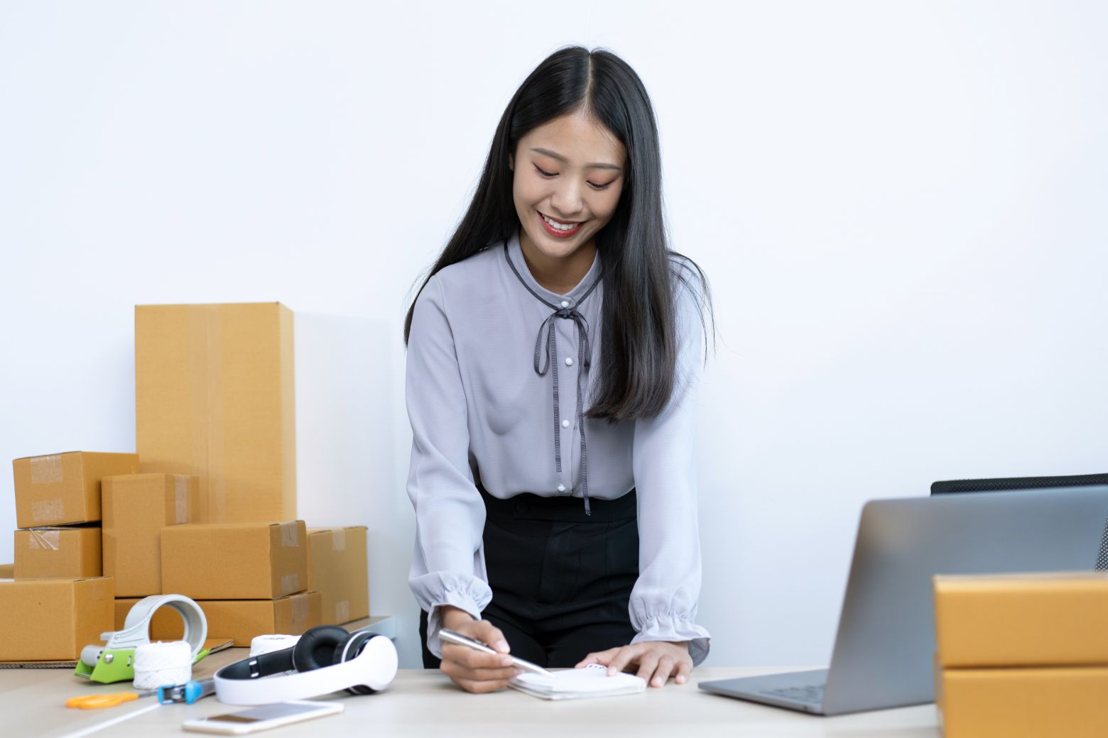Woman conducting inventory management