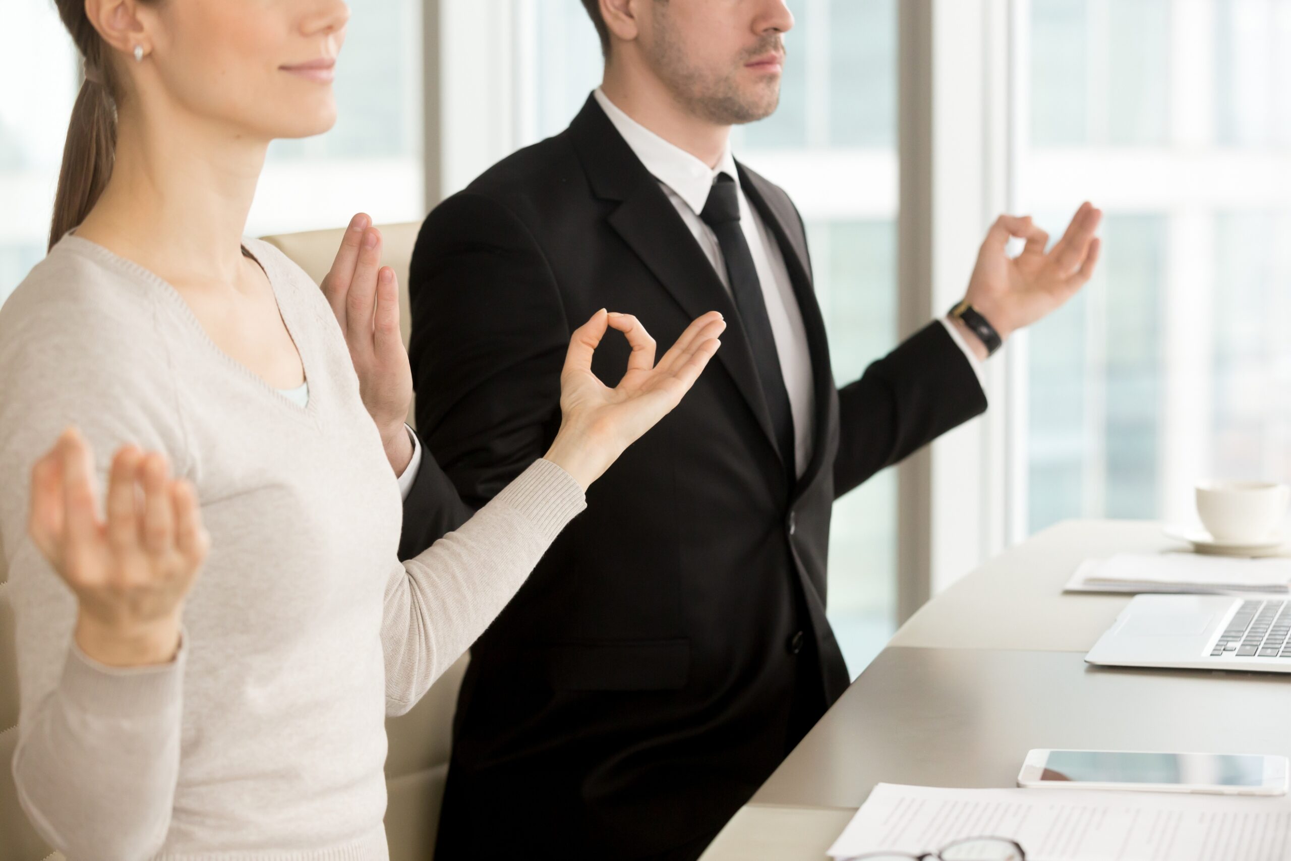 Office workers mediating
